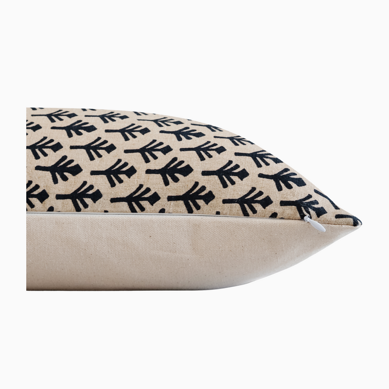TEMIDAYO- IIndian Hand Block Linen Lumbar Pillow Cover