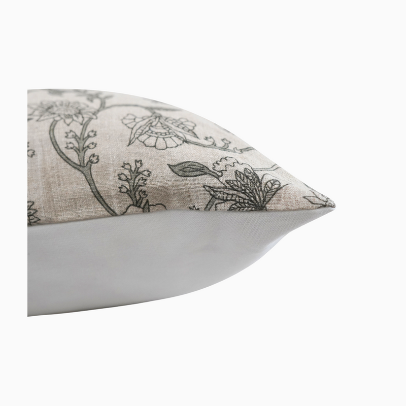 ADEWUNMI- Indian Hand Block linen Lumbar Pillow Cover