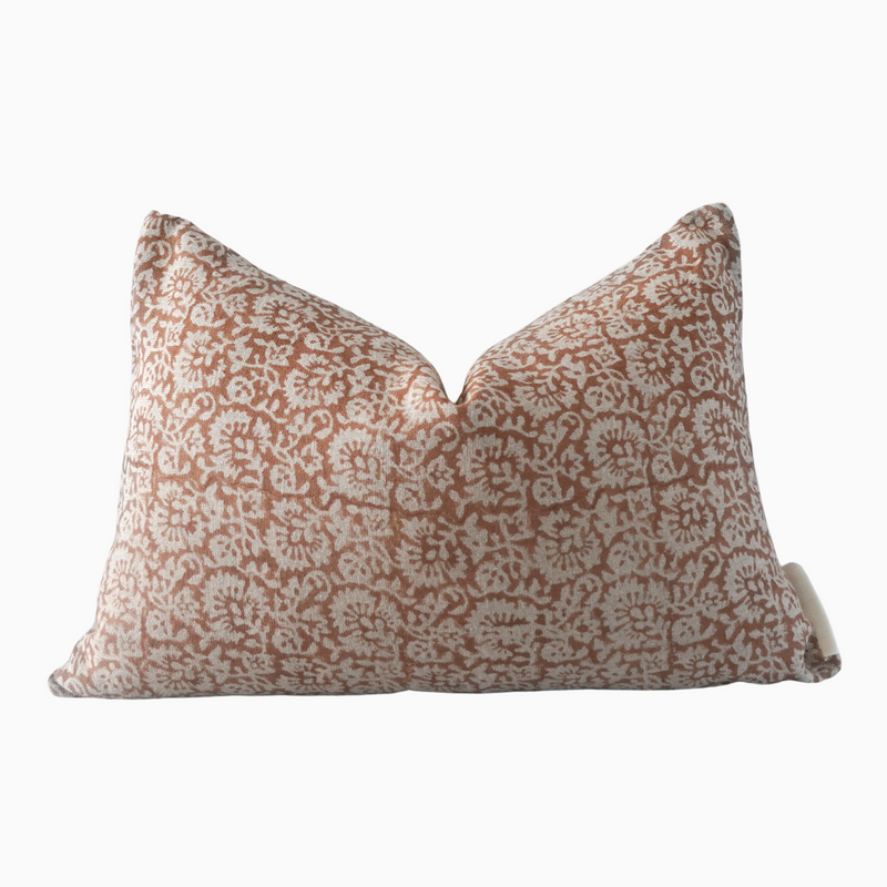 TONIA- Indian Hand Block Linen Lumbar Pillow cover