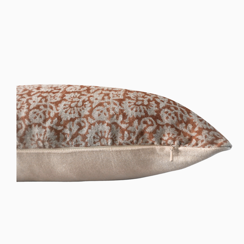 TONIA- Indian Hand Block Linen Lumbar Pillow cover