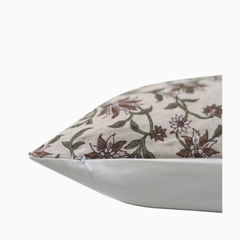 HALIMA - Indian Hand Block Linen Pillow Cover