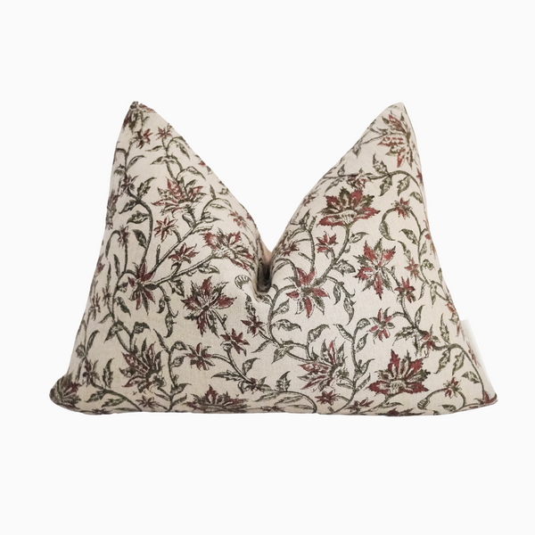 BOLANLE- Indian Hand Block linen Lumbar Pillow Cover