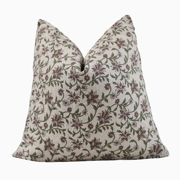 HALIMA - Indian Hand Block Linen Pillow Cover