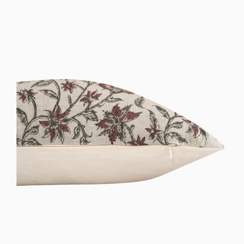 BOLANLE- Indian Hand Block linen Lumbar Pillow Cover