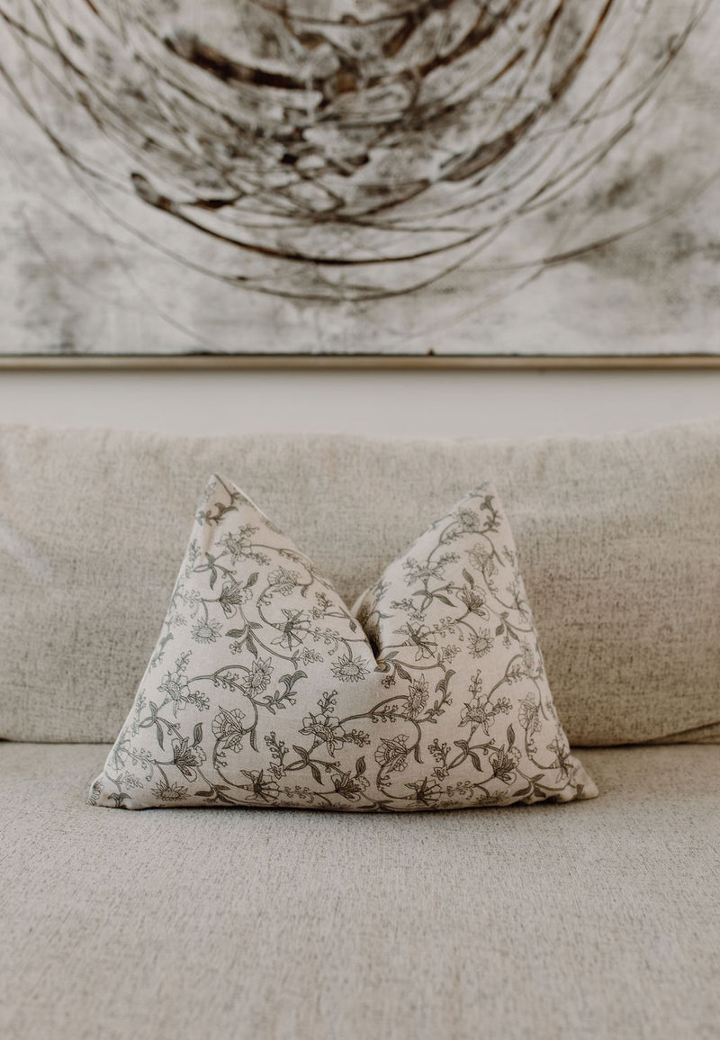 ADEWUNMI- Indian Hand Block linen Lumbar Pillow Cover