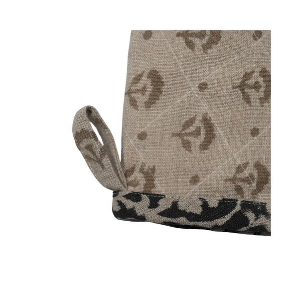 Beige Floral Oven Mitts