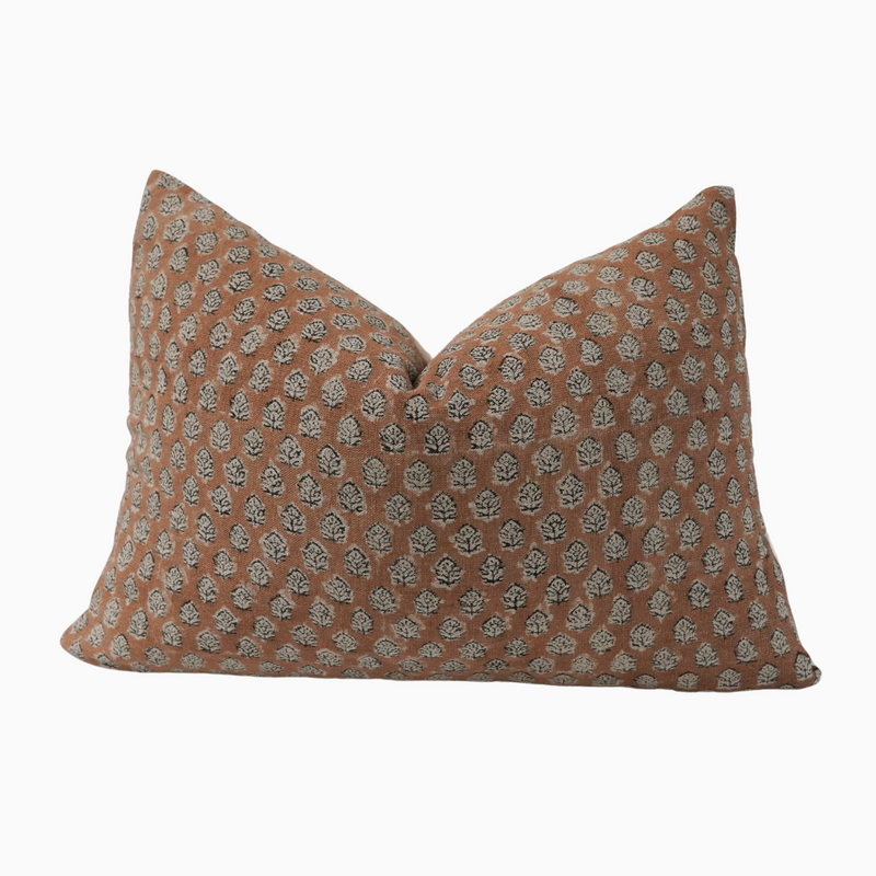 ADEKOLA-HAND BLOCK LINEN LUMBAR PILLOW COVER