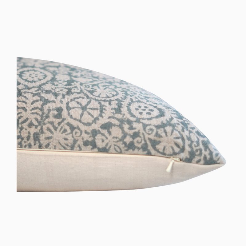 MOREN- Indian Hand Block linen Lumbar pillow  cover