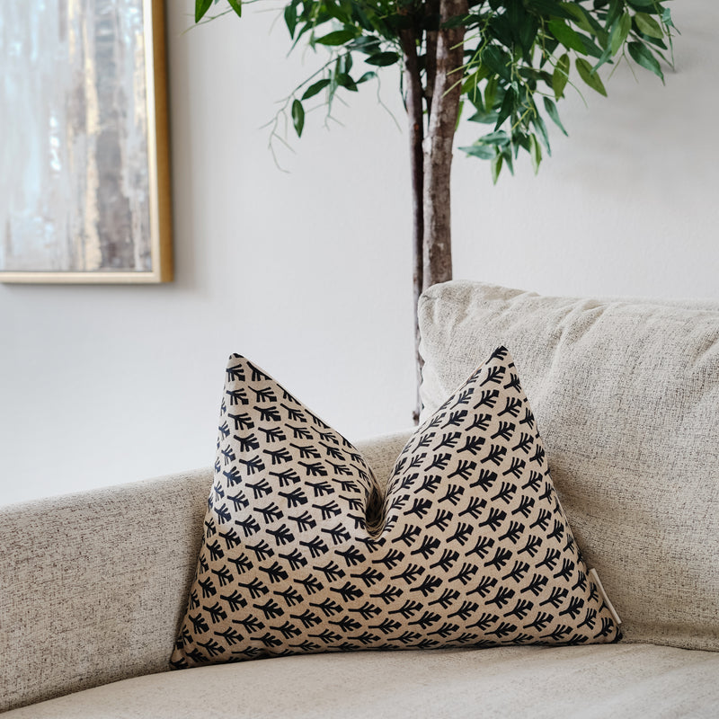 TEMIDAYO- IIndian Hand Block Linen Lumbar Pillow Cover