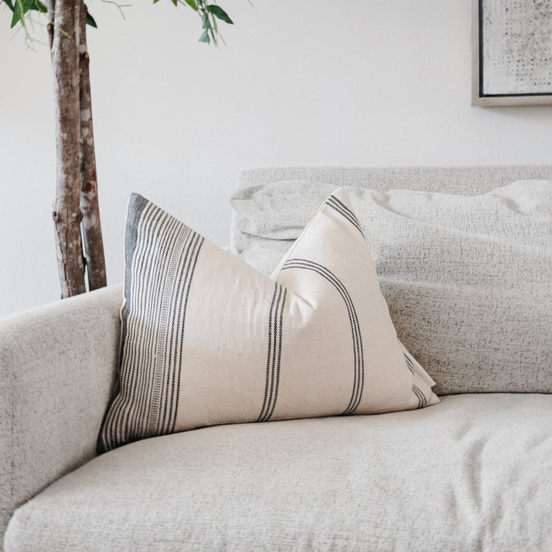 AKINYEMI- Woven Cotton Lumbar Throw Pillow Cover