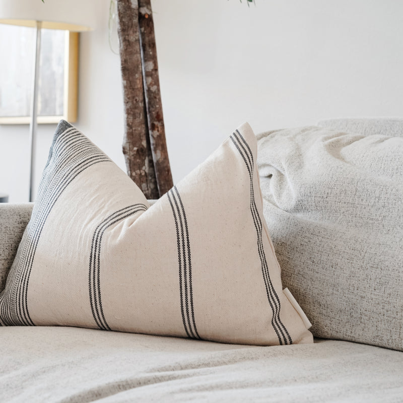 AKINYEMI- Woven Cotton Lumbar Throw Pillow Cover