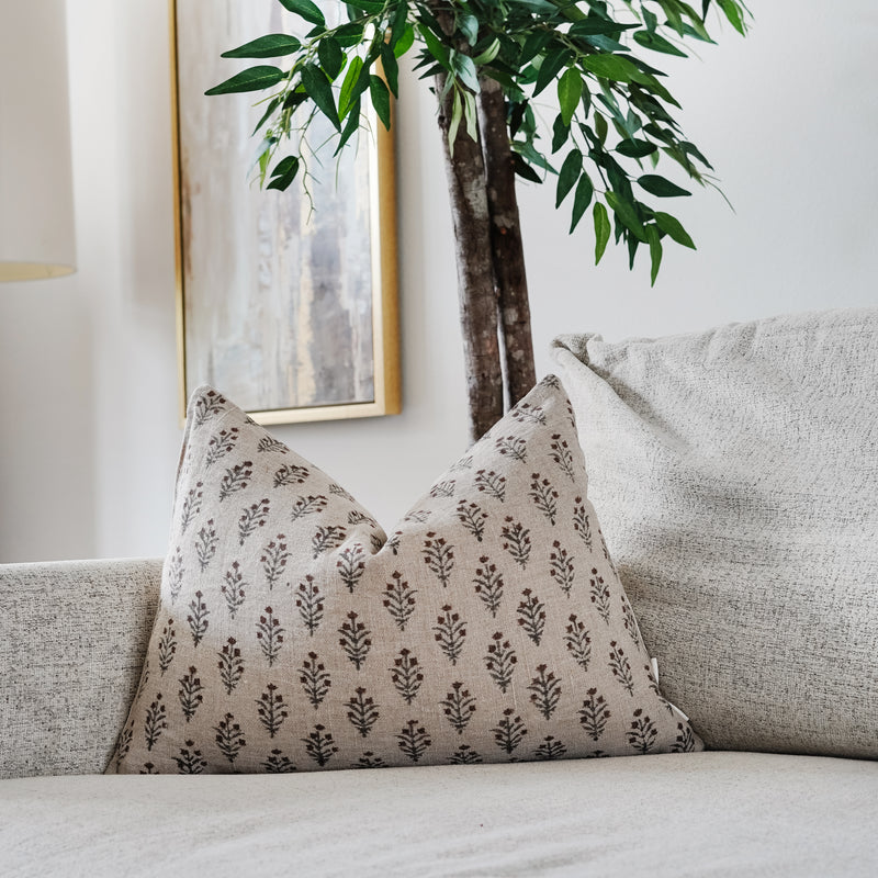 NIYE - Indian Hand Block Linen Lumbar Pillow Cover