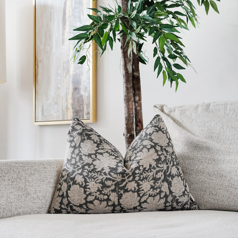 OBA - Indian Hand Block Linen Lumbar Pillow Cover
